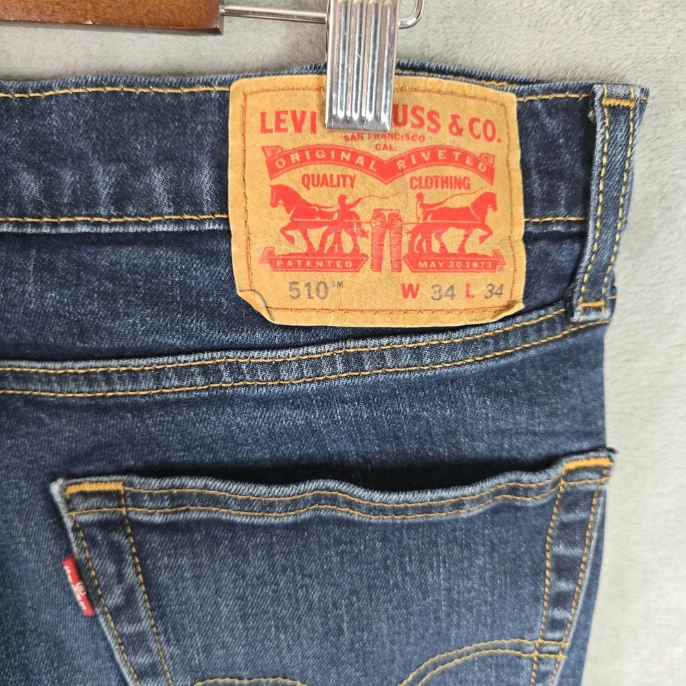 Levis 510 Skinny Fit Jeans Mens 34x34 Dark Wash Indigo Stretch‎ Denim 05510-0721
